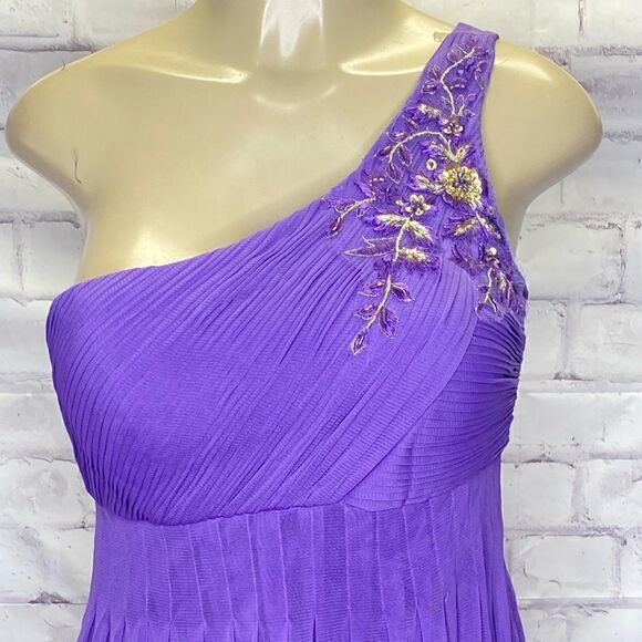 Sue Wong Purple Embellished One Shoulder Knee Length dress size 6 - Picture 2 of 9
